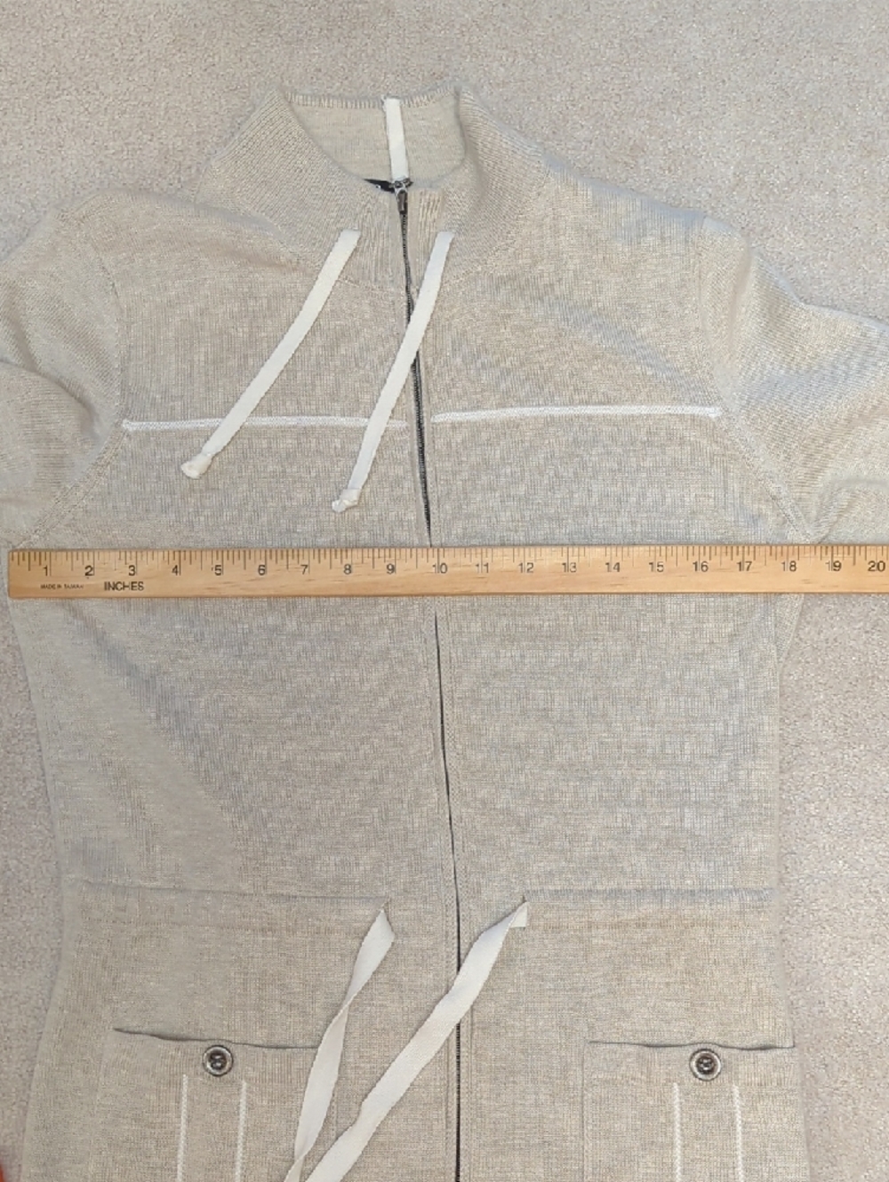 Olsen Zip-Up Knit Cardigan with Drawstring Waist - Picture 10 of 11